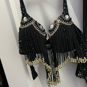 Beaded festival bra and matching belt